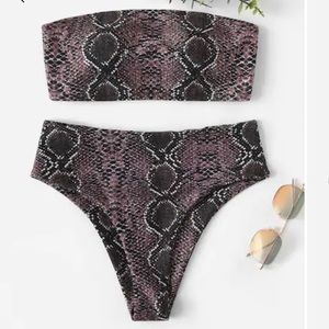 NEW Snakeskin Print Bandeau/Highwaist Bikini